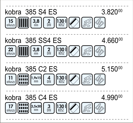 Niszczarka Kobra 385 - ceny i parametry techniczne